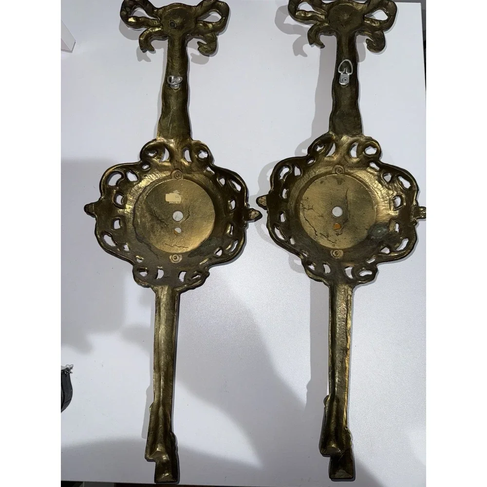 Vintage Victorian Brass Wall Hanging Plaques Art Deco Greek Figures Black‎